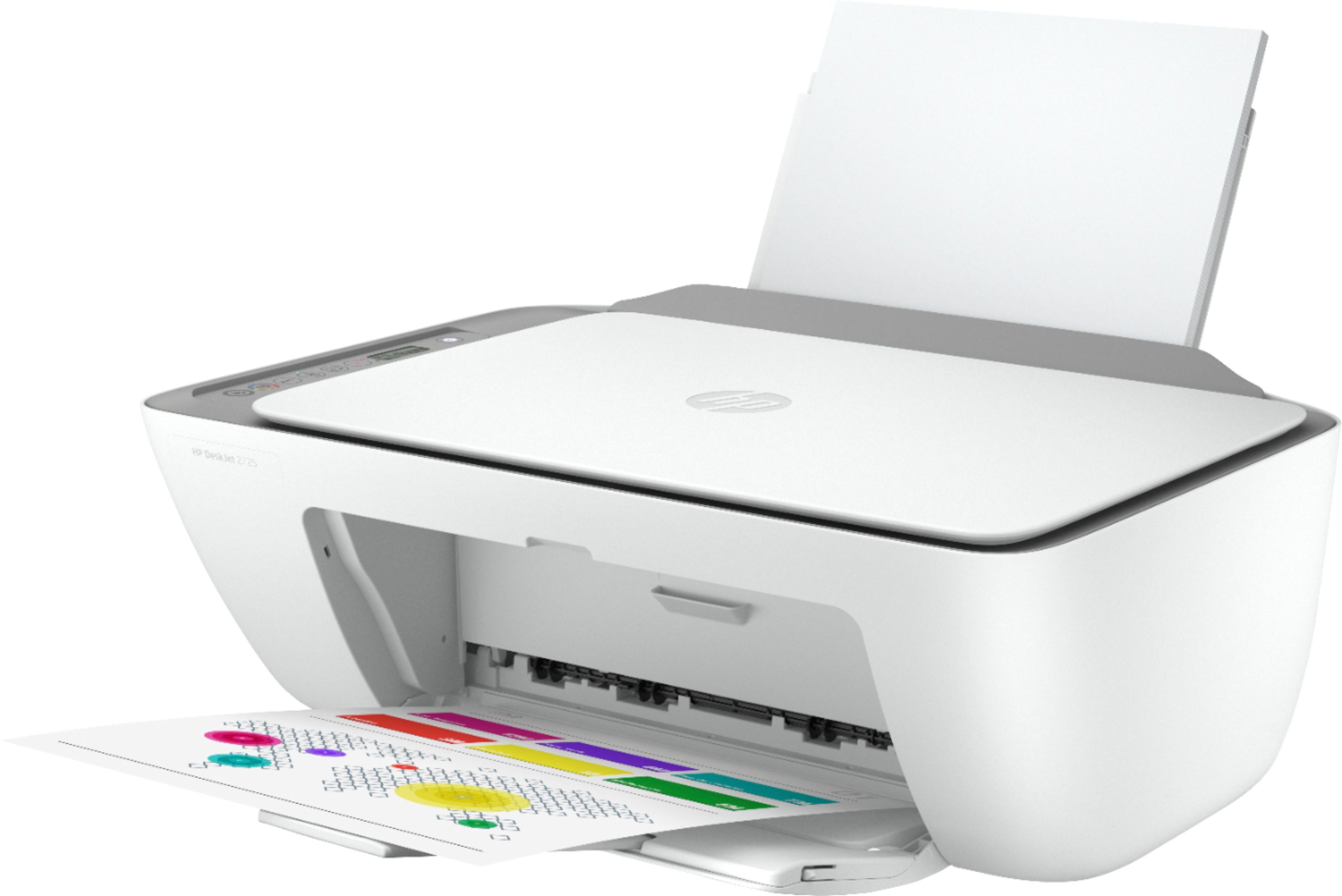 Left View: HP - DeskJet 2725 Wireless All-In-One Instant Ink Ready Inkjet Printer - White