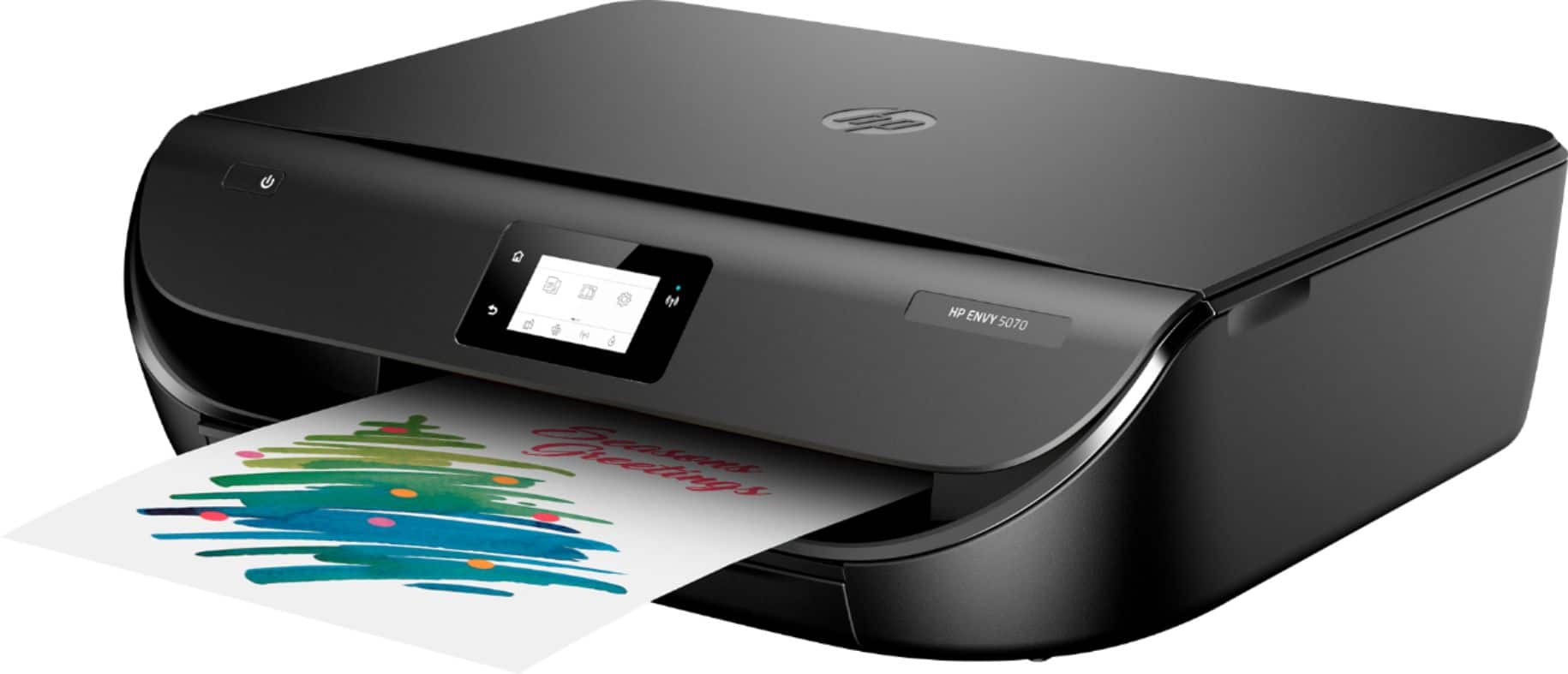 Left. HP - ENVY 5070 Wireless All-In-One Instant Ink Ready Inkjet Printer - Black.