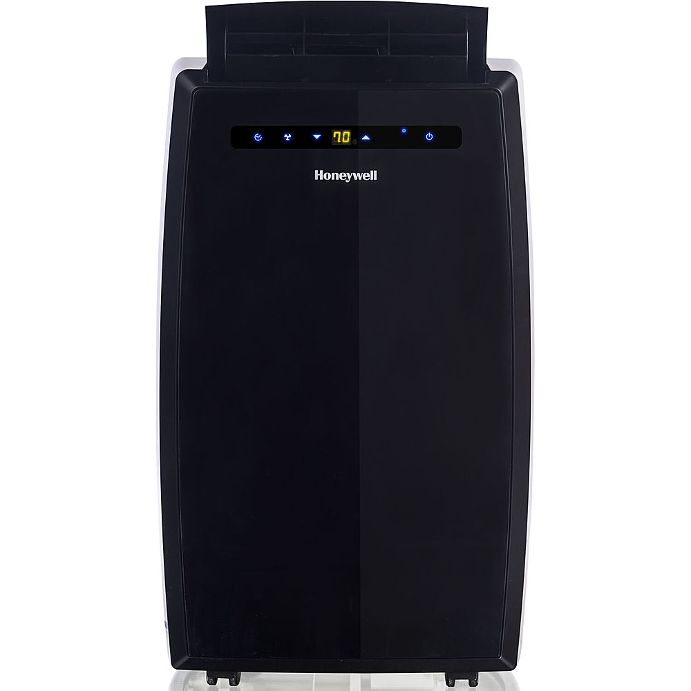 Angle View: Honeywell 12,000 BTU (6500 BTU DOE) Air Portable Conditioner with Dual hose - Black