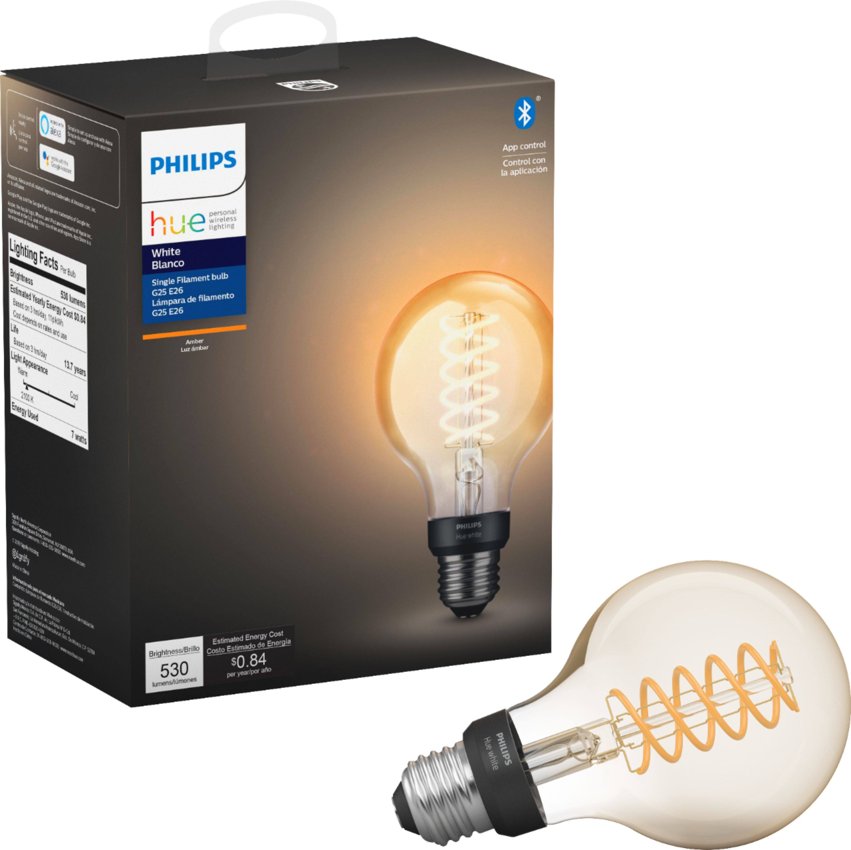 Best Buy Philips Geek Squad Certified Refurbished Hue White Filament G25 Bluetooth Smart Led 6586