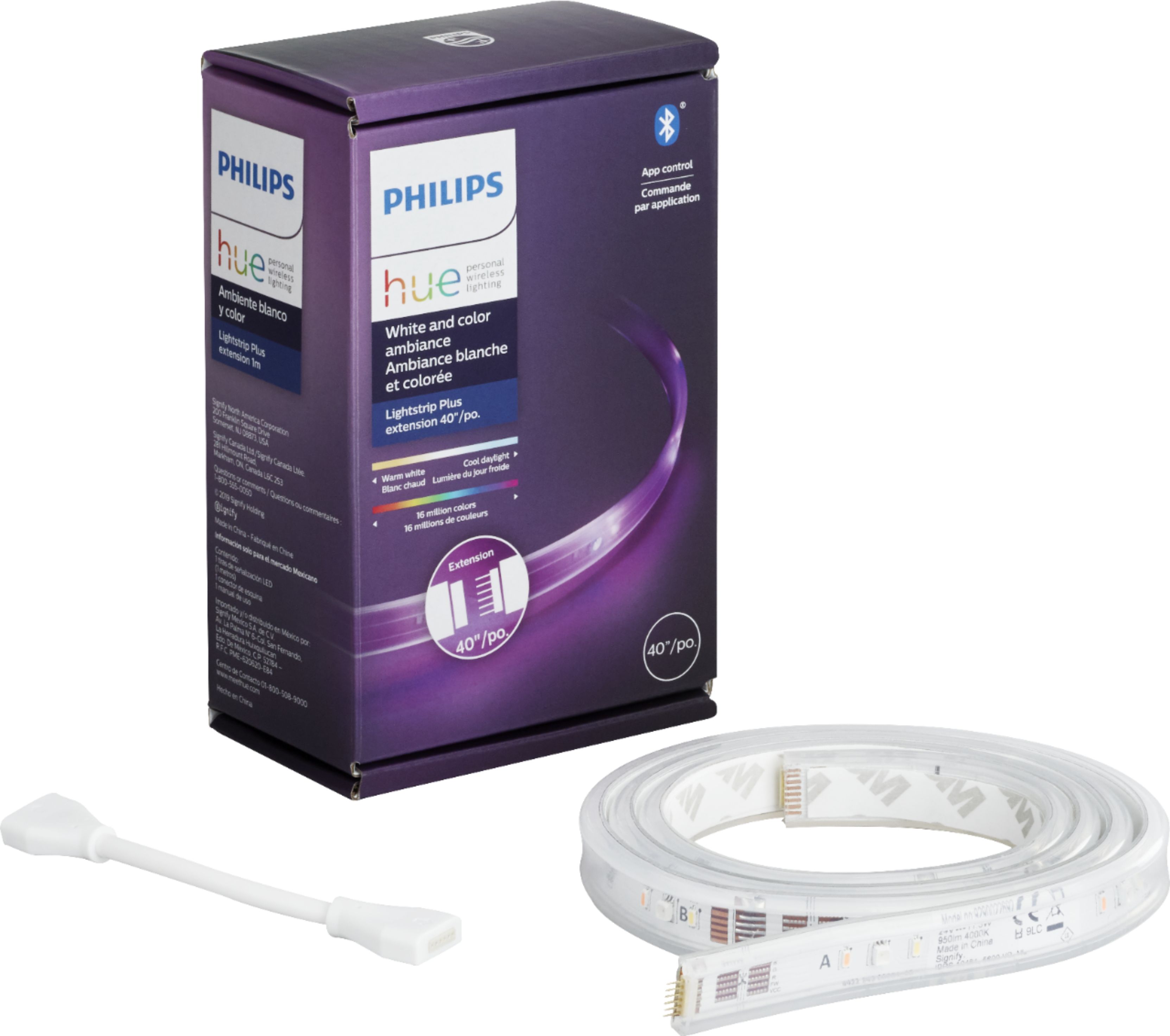 Philips Geek Squad Certified Refurbished Hue Lightstrip Plus 1m Extension  with Bluetooth White and Color Ambiance GSRF 555326 Best Buy