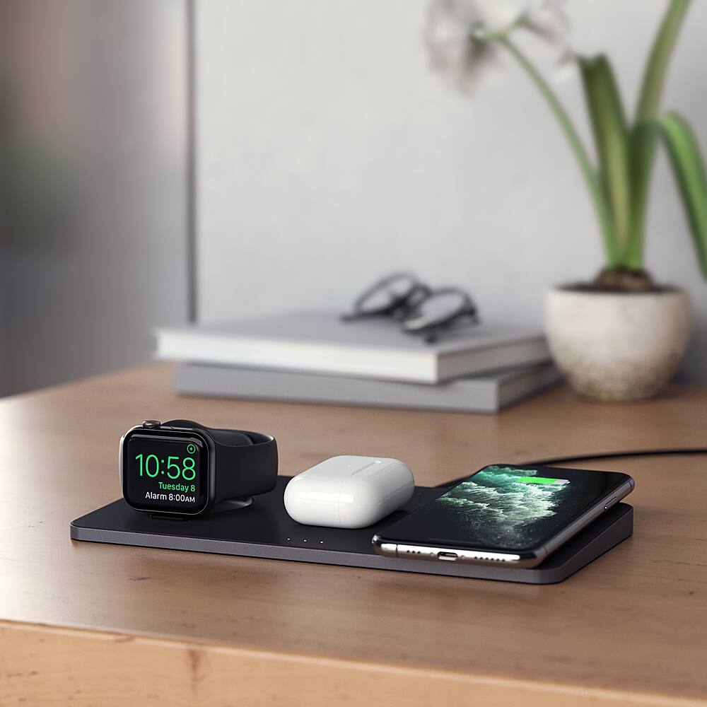 Alt View 22. Satechi - Trio Wireless Charging Pad for Qi-Enabled Smartphones, Apple Watch, AirPods Pro and AirPods 2 - Space Gray.