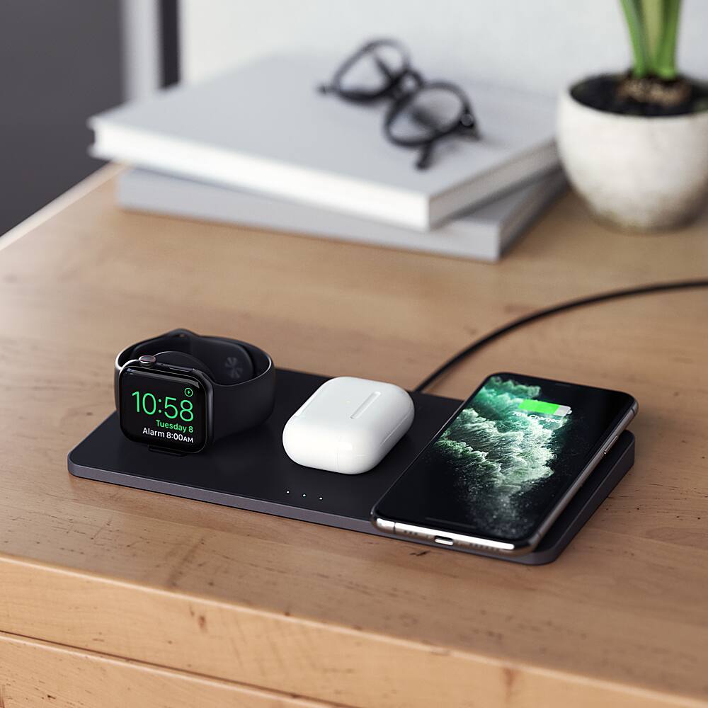 Alt View 23. Satechi - Trio Wireless Charging Pad for Qi-Enabled Smartphones, Apple Watch, AirPods Pro and AirPods 2 - Space Gray.