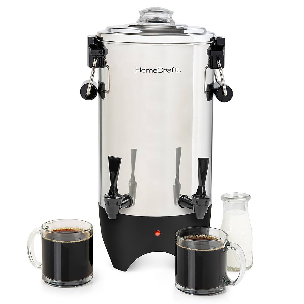 Left. HomeCraft - CUDS45SS Quick-Brewing 1000-Watt Automatic 45-Cup Coffee Urn - Stainless Steel.