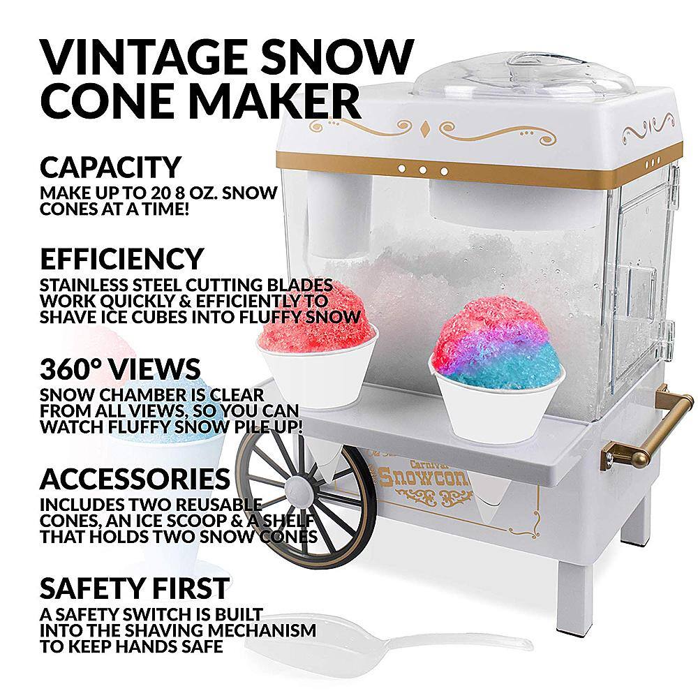 Left View: Nostalgia - SCM525WH Snow Cone Maker - White