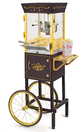 Angle. Nostalgia - CCP510BK 53-In. Vintage 8-Oz. Commercial Popcorn Cart - Black.