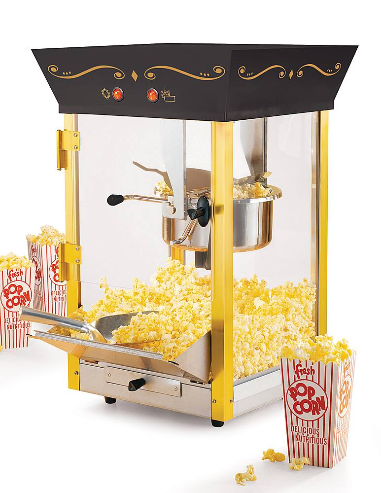 Left. Nostalgia - CCP510BK 53-In. Vintage 8-Oz. Commercial Popcorn Cart - Black.