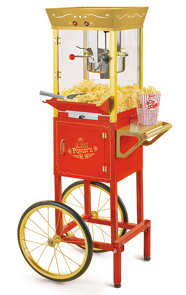 Angle View: Nostalgia - CCP525RG Vintage 8-Oz. Professional Popcorn Cart, 8-Ounce Kettle, 53 Inches Tall - Black - Gold