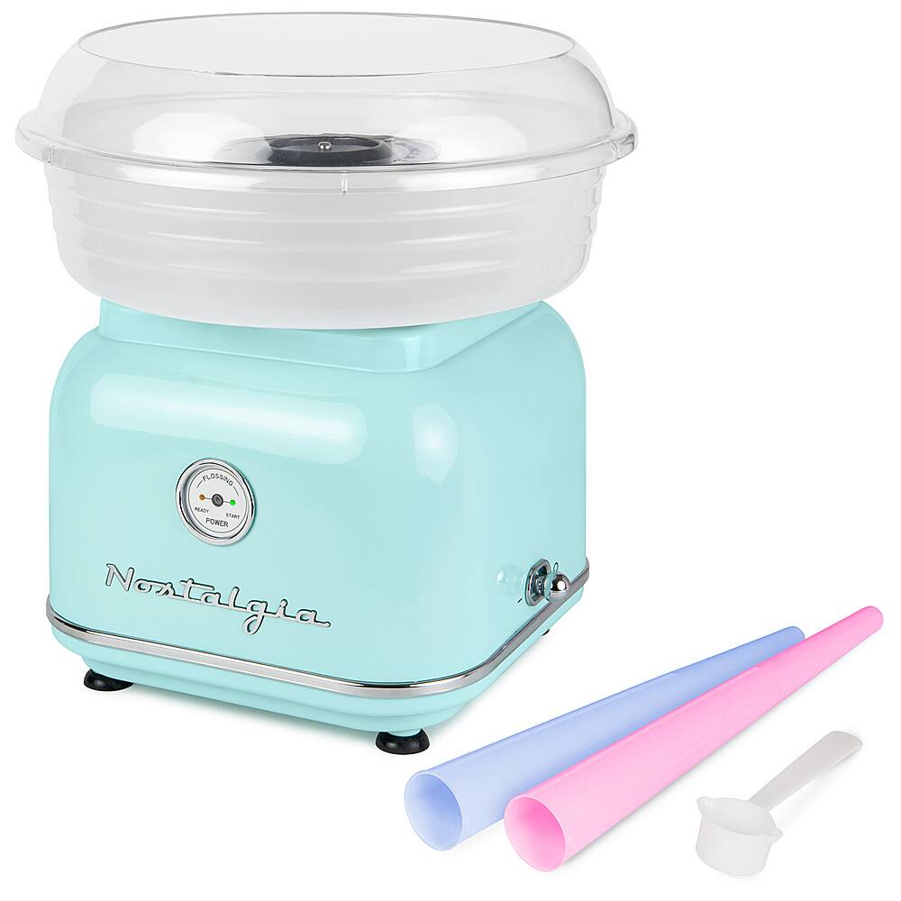 Left. Nostalgia - CLCM8AQ Classic Retro Hard & Sugar-Free Candy Cotton Candy Maker - Aqua.