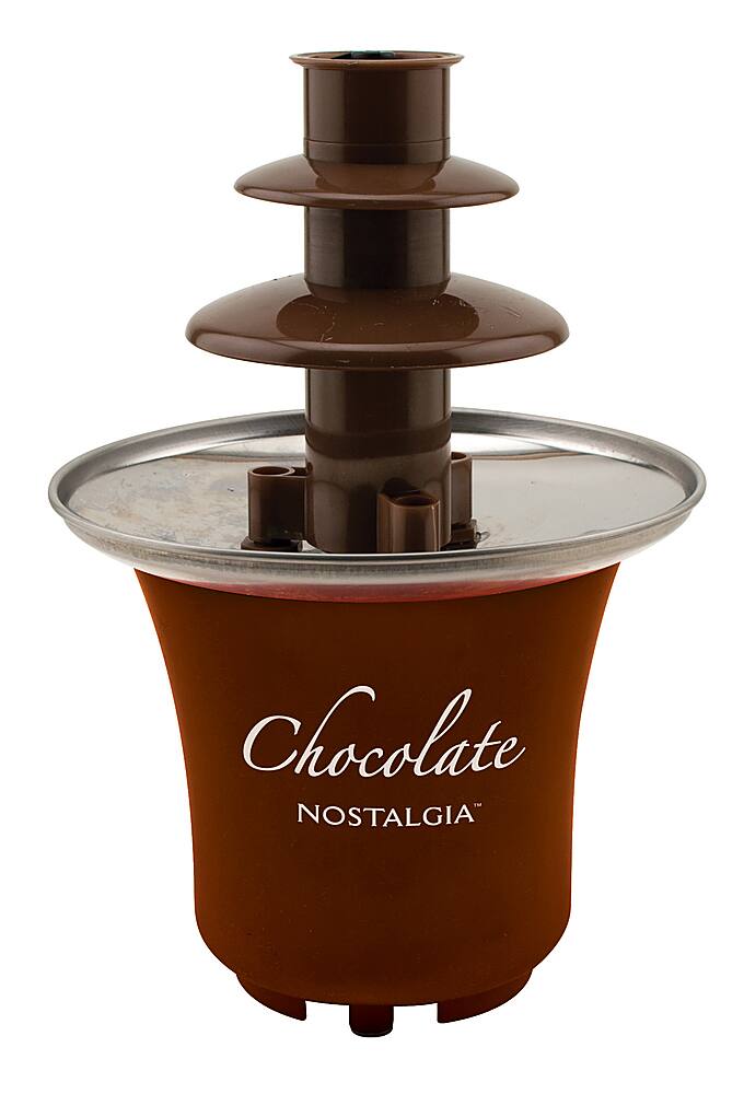 Left. Nostalgia - CFF3BR 3-Tier 1/2-Pound Chocolate Fondue Fountain - Brown.