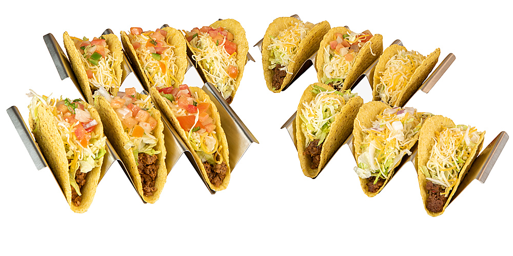 Angle View: Taco Tuesday - TTTH4SS 4-Piece Taco Holder Set - Stainless Steel