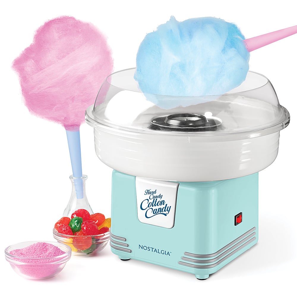 Left View: Nostalgia - PCM205AQ Hard & Sugar-Free Candy Cotton Candy Maker - Aqua