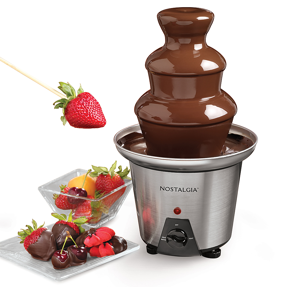 Angle View: Nostalgia - CFF970 3-Tier 24-Ounce Chocolate Fondue Fountain - Stainless Steel