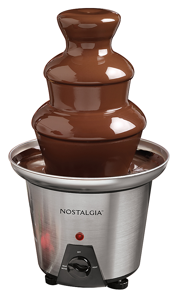Left View: Nostalgia - CFF970 3-Tier 24-Ounce Chocolate Fondue Fountain - Stainless Steel