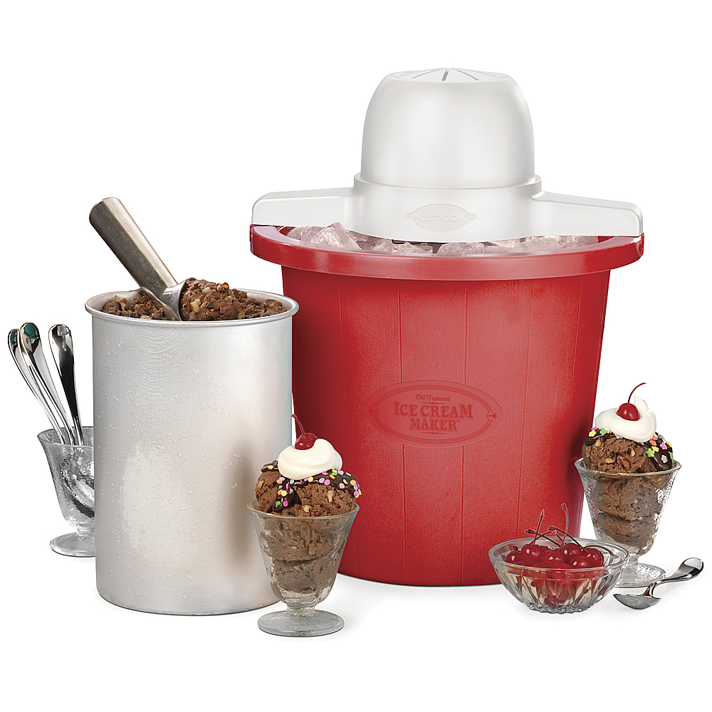 Nostalgia - ICMP4RD 4 Qt. Electric Ice Cream Maker - Red Bucket