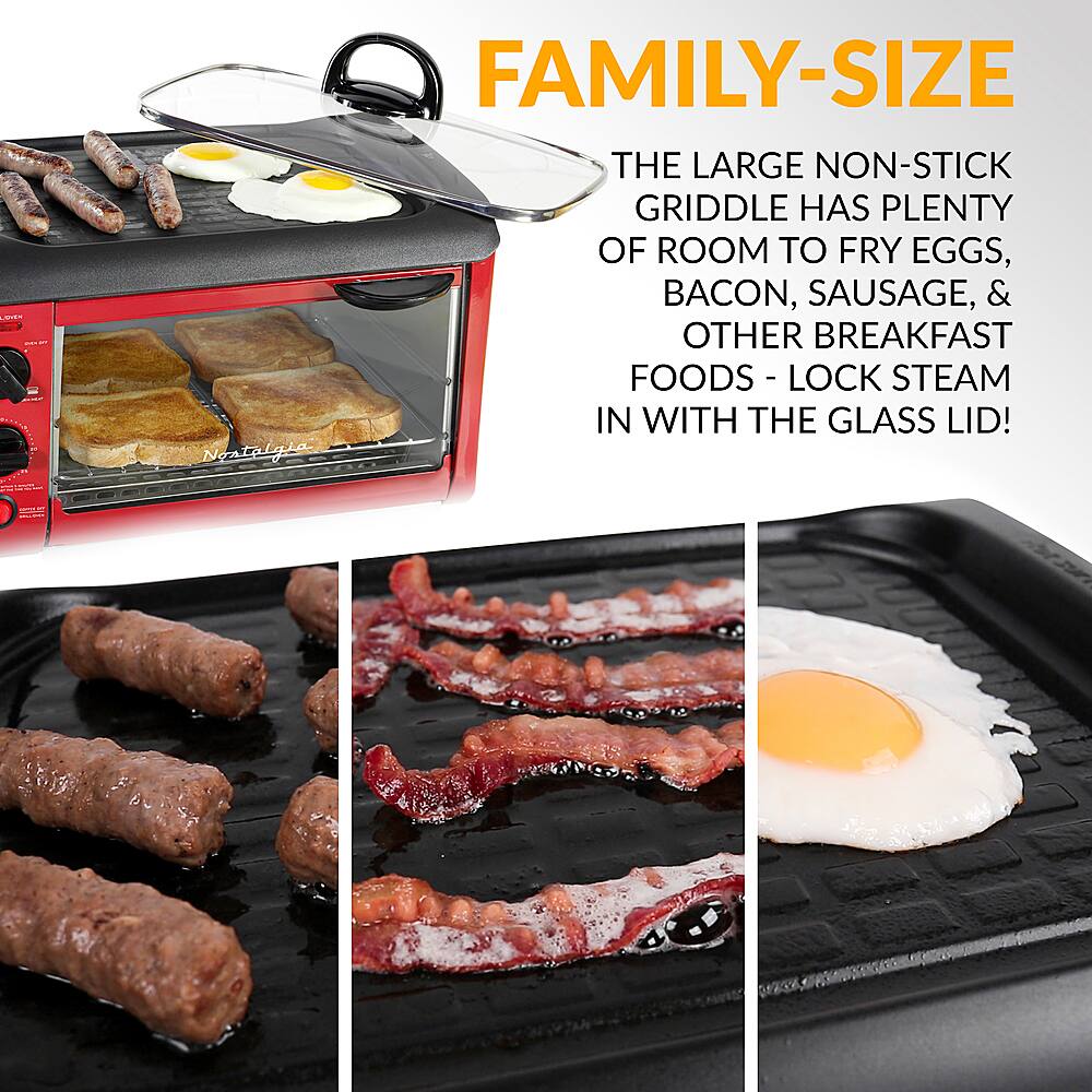 Alt View 12. Nostalgia - BST3RR Retro 3-in-1 Family Size Breakfast Station - Retro Red.