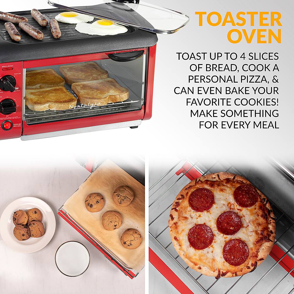 Alt View 13. Nostalgia - BST3RR Retro 3-in-1 Family Size Breakfast Station - Retro Red.