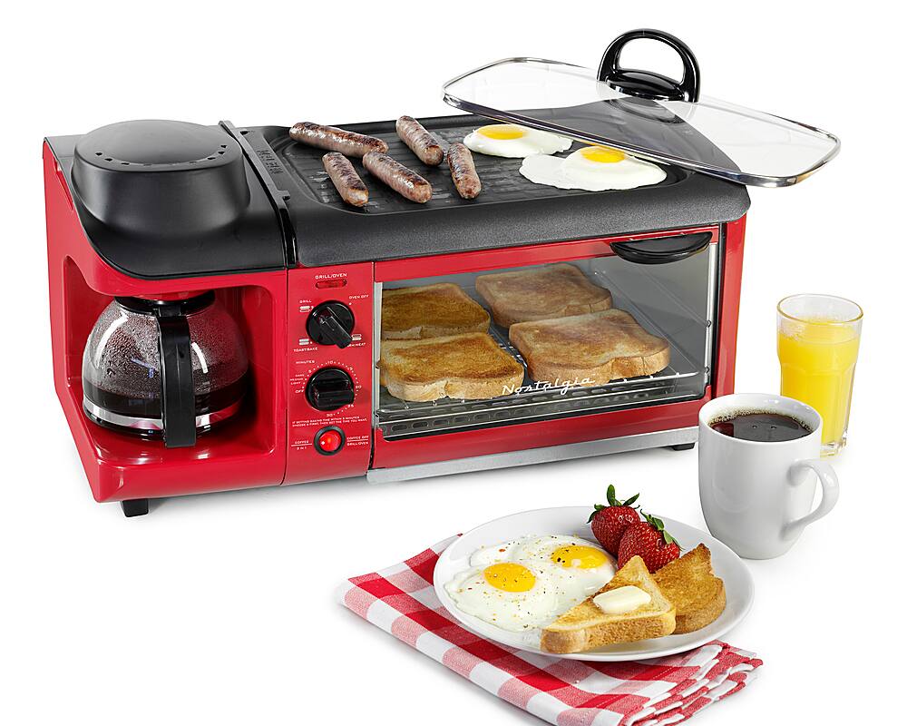 Alt View 18. Nostalgia - BST3RR Retro 3-in-1 Family Size Breakfast Station - Retro Red.