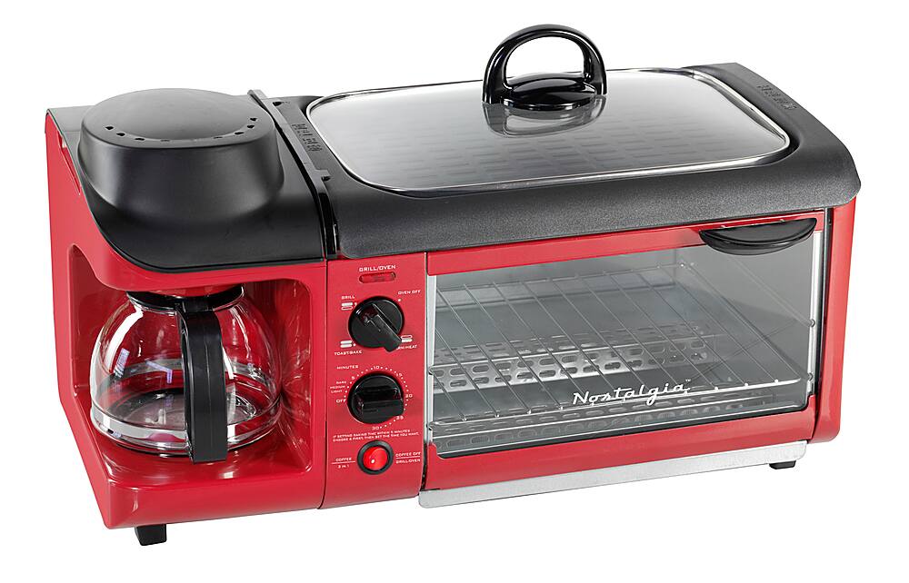 Alt View 19. Nostalgia - BST3RR Retro 3-in-1 Family Size Breakfast Station - Retro Red.