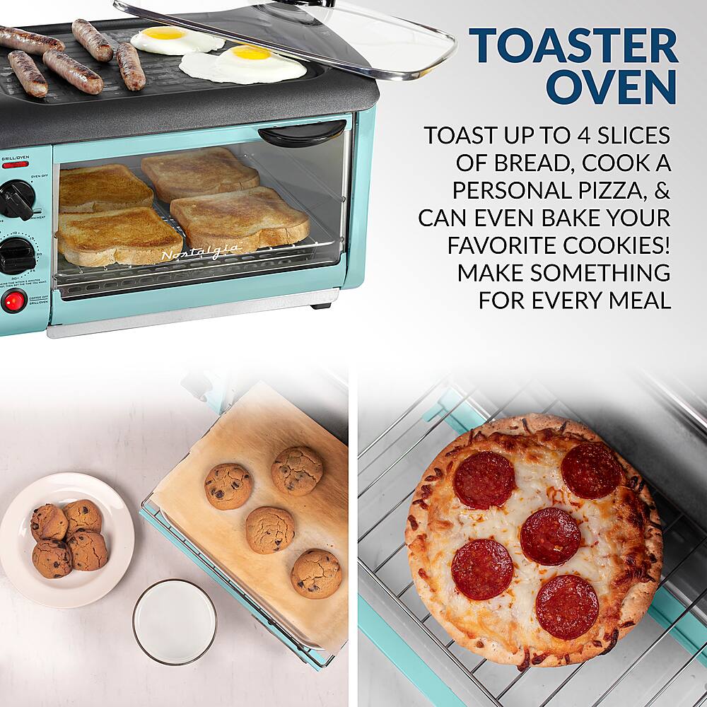 Alt View 17. Nostalgia - BST3AQ Retro 3-in-1 Family Size Breakfast Station - Aqua.