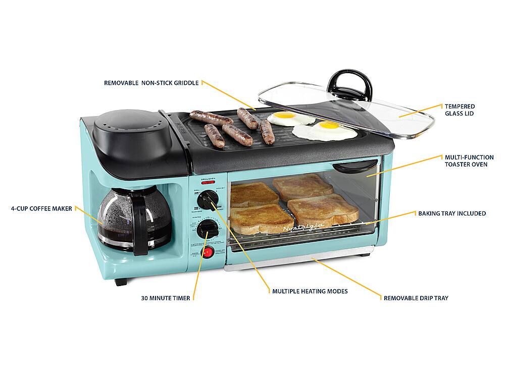 Alt View 19. Nostalgia - BST3AQ Retro 3-in-1 Family Size Breakfast Station - Aqua.