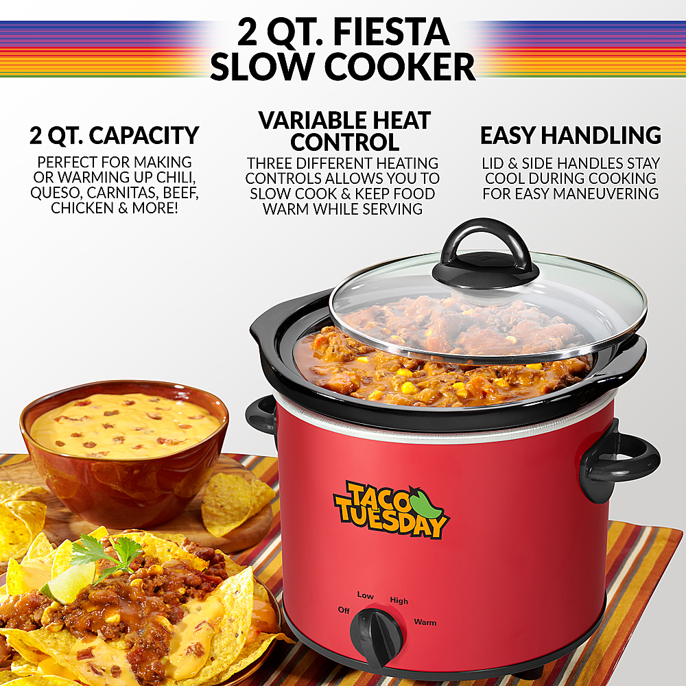 Best Buy: Taco Tuesday TTRDP2RD 2-Qt. Fiesta Slow Cooker Red TTRDP2RD