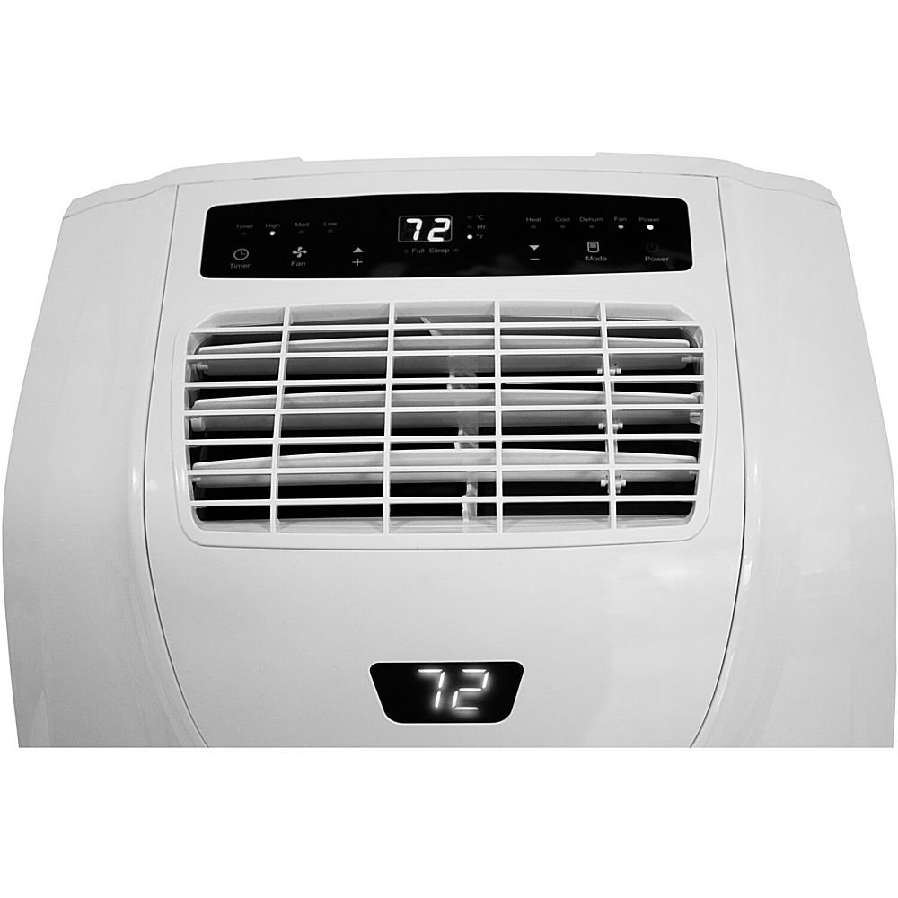 Left View: AireMax - 500 Sq. Ft 8,000 BTU Portable Air Conditioner with 11,000 BTU Heater - White