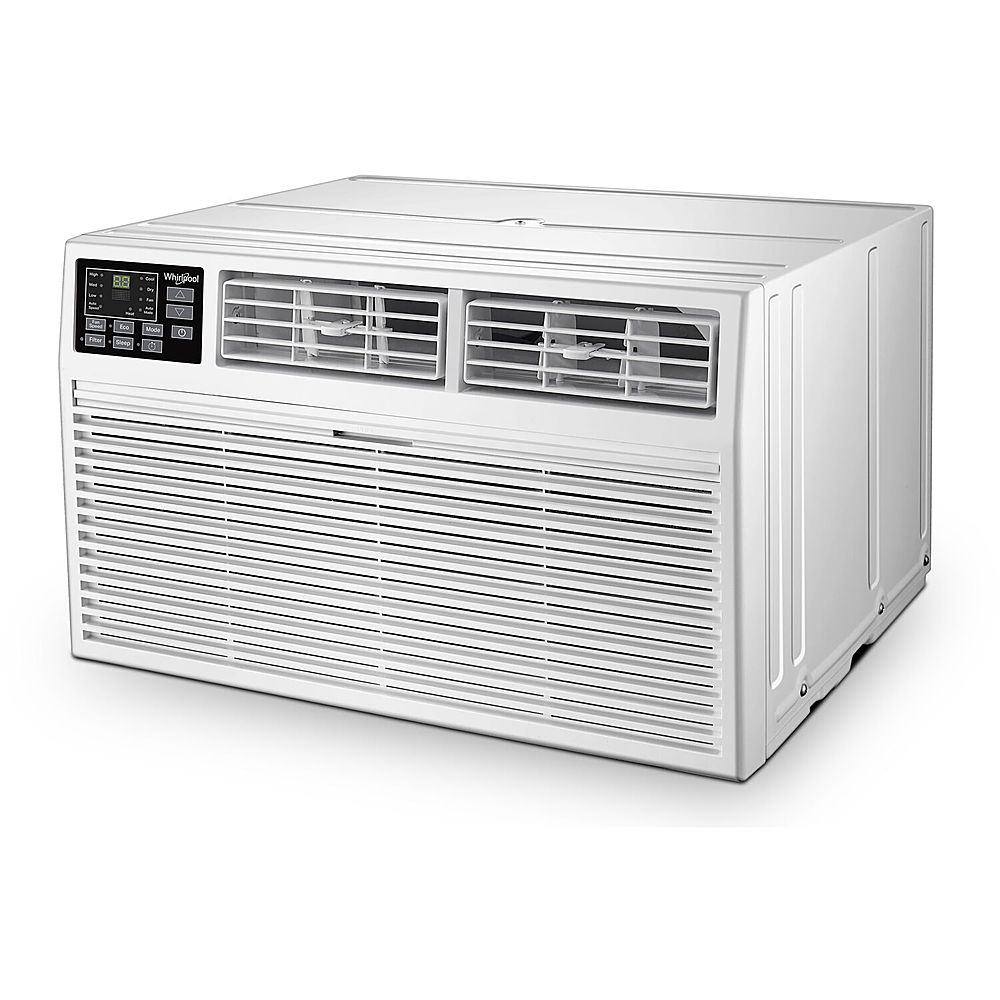 Left View: Whirlpool - 14,000 BTU 230V Through-the-Wall Air Conditioner with 10,600 BTU Supplemental Heating - White