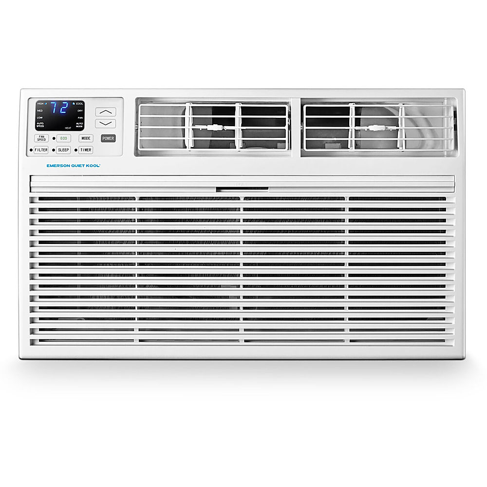 Angle View: Emerson Quiet Kool - 450 Sq. Ft. 10,000 BTU Smart 230V Through-the-Wall Air Conditioner with 10,600 BTU Heater - White