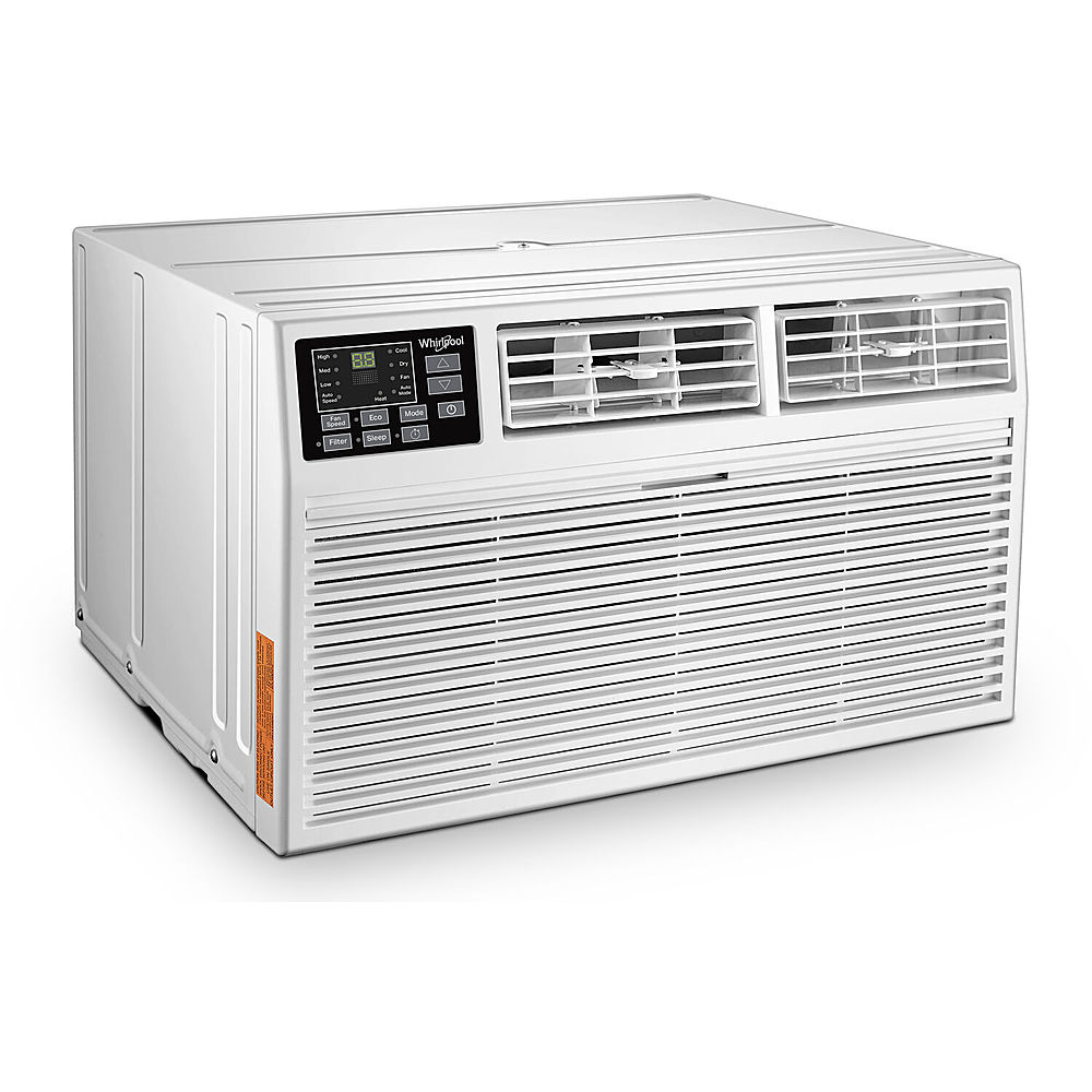 Left View: Whirlpool - 10,000 BTU 230V Through-the-Wall Air Conditioner with 10,600 BTU Supplemental Heating - White