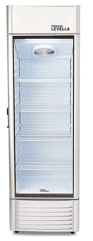 Angle View: Premium Levella - 12.5 cu. ft. 1-Door Commercial Merchandiser Refrigerator Glass-Door Beverage Display Cooler - Silver