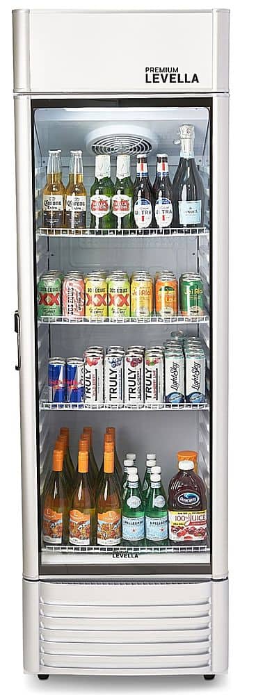 Front. Premium Levella - 12.5 cu. ft. 1-Door Commercial Merchandiser Refrigerator Glass-Door Beverage Display Cooler - Silver.
