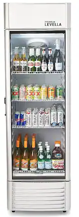 Front. Premium Levella - 12.5 cu. ft. 1-Door Commercial Merchandiser Refrigerator Glass-Door Beverage Display Cooler - Silver.