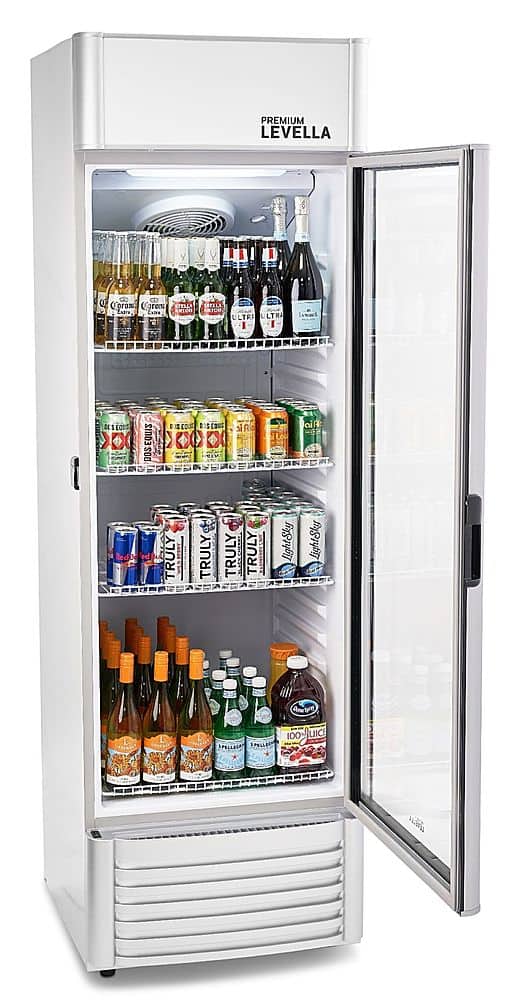 Alt View 1. Premium Levella - 12.5 cu. ft. 1-Door Commercial Merchandiser Refrigerator Glass-Door Beverage Display Cooler - Silver.