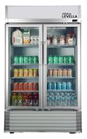 Premium Levella - 16.0 cu. ft. 2-Door Commercial Merchandiser Refrigerator Glass-Door Beverage Display Cooler - Silver - Front_Zoom