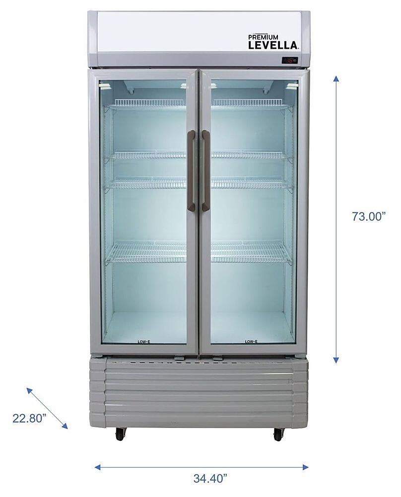 Alt View 2. Premium Levella - 16.0 cu. ft. 2-Door Commercial Merchandiser Refrigerator Glass-Door Beverage Display Cooler - Silver.