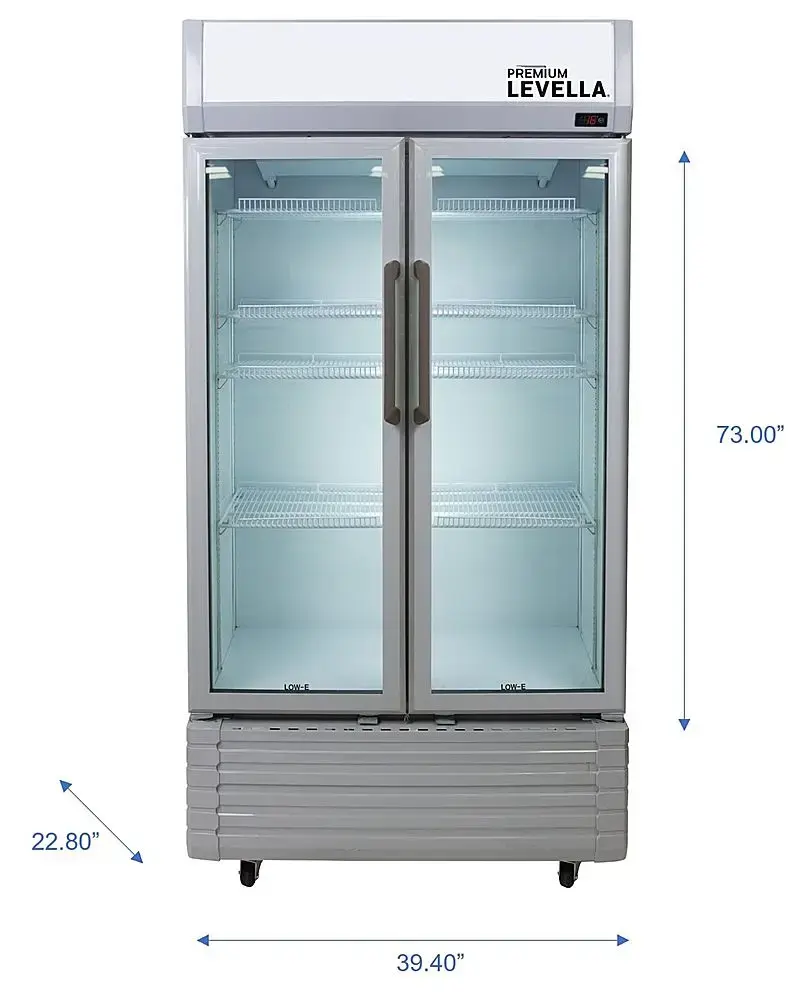Alt View 2. Premium Levella - 18.0 cu. ft. 2-Door Commercial Merchandiser Refrigerator Glass-Door Beverage Display Cooler - Silver.