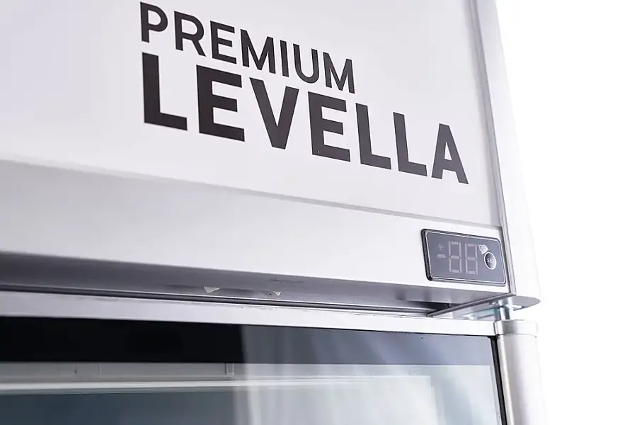Alt View 3. Premium Levella - 18.0 cu. ft. 2-Door Commercial Merchandiser Refrigerator Glass-Door Beverage Display Cooler - Silver.