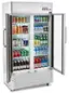 Angle. Premium Levella - 18.0 cu. ft. 2-Door Commercial Merchandiser Refrigerator Glass-Door Beverage Display Cooler - Silver.