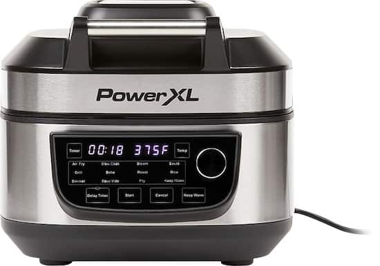 Powerxl 6qt Digital Grill Air Fryer Combo Silver Pxl Gafc Best Buy