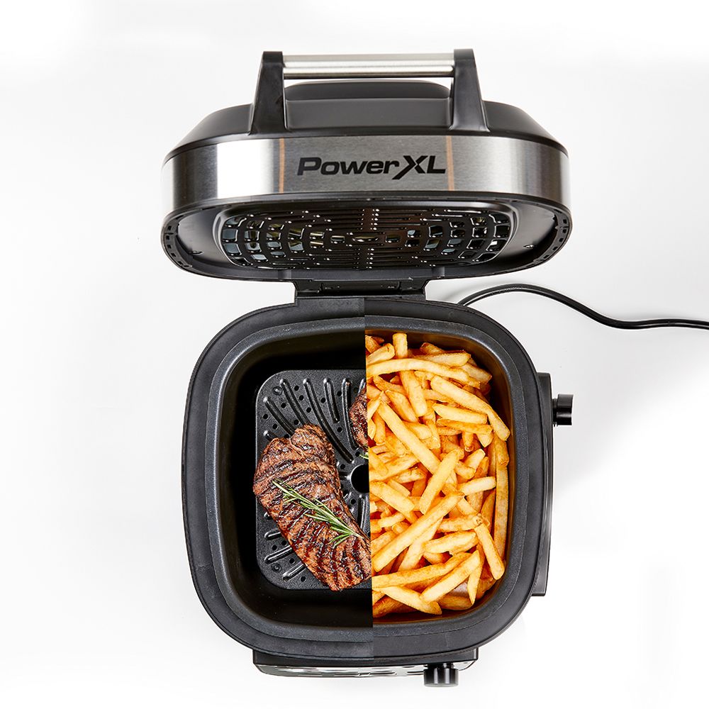 Silver PowerXL Grill Air Fryer Combo