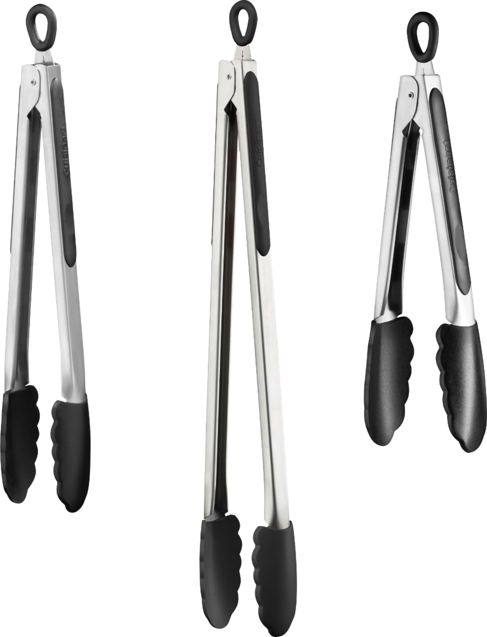 Angle View: Cuisinart - Set of 3 Tongs - Stainless Steel/Black