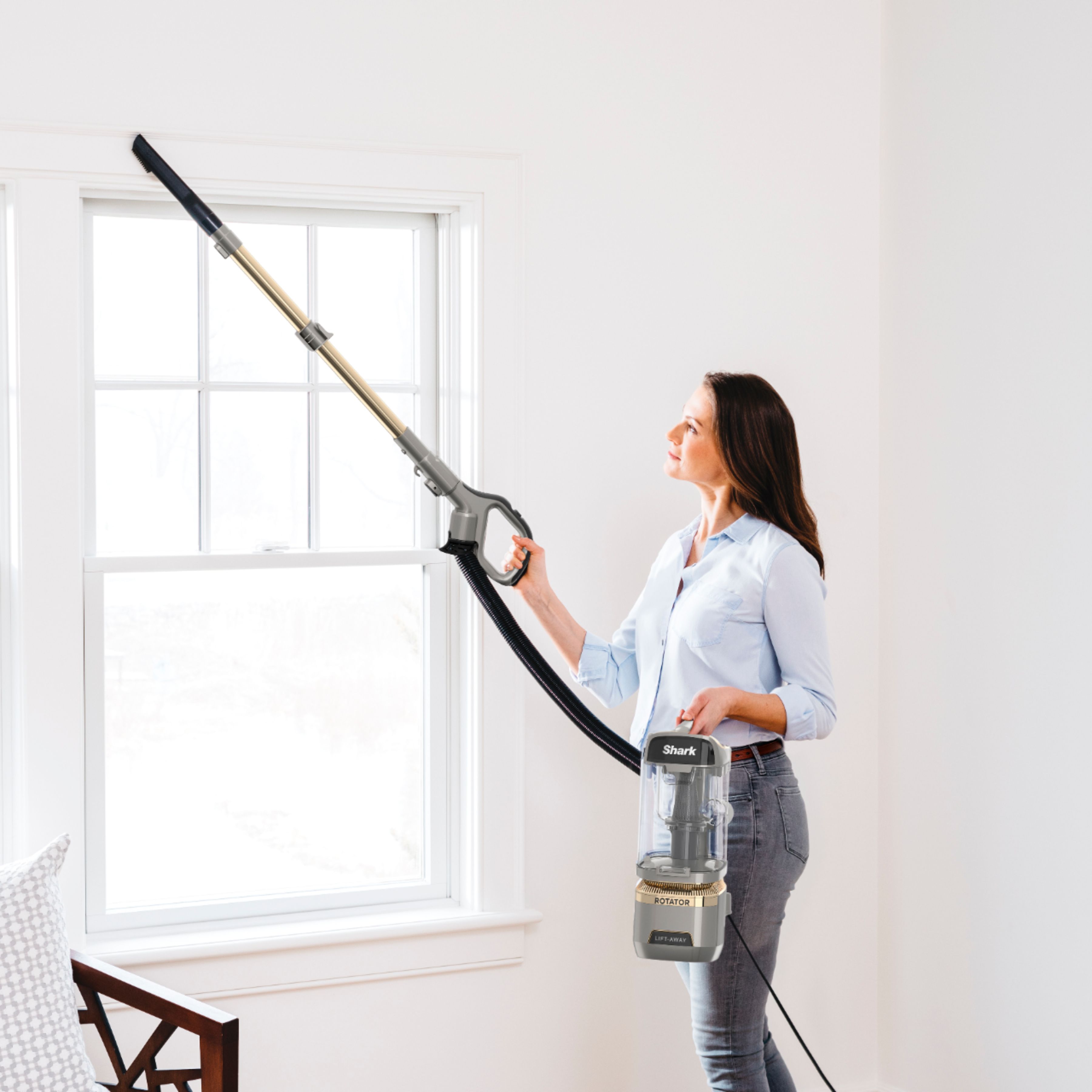 Angle View: Shark - Rotator Lift-Away DuoClean Upright Vacuum with Self-Cleaning Brushroll & Anti-Allergen Complete Seal - Silver