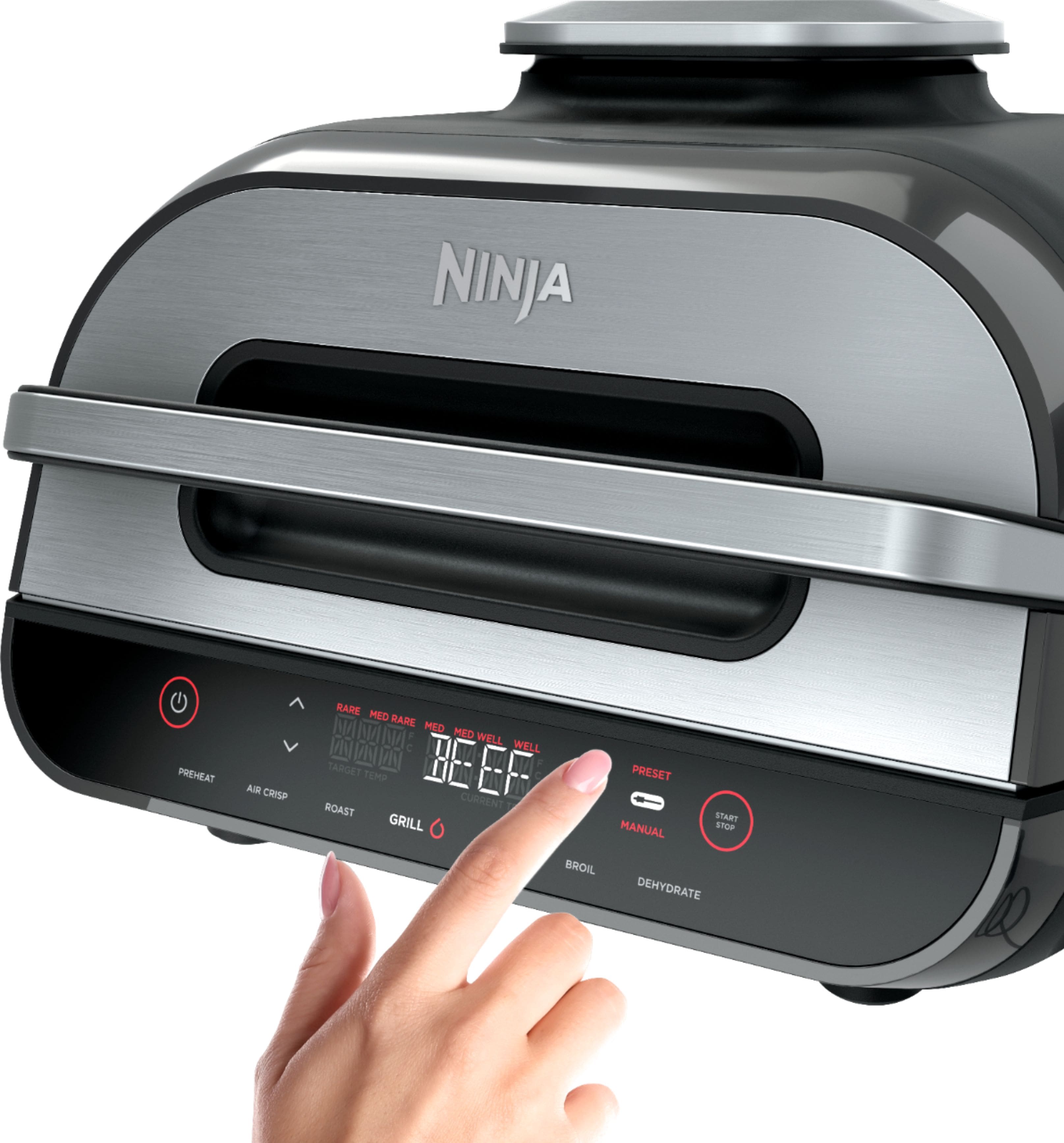 Ninja FG551 Foodi Smart XL 6-in-1 Indoor Grill with Air Fry, Roast, Bake,  Broil & Dehydrate, Smart Thermometer, Black/Silver