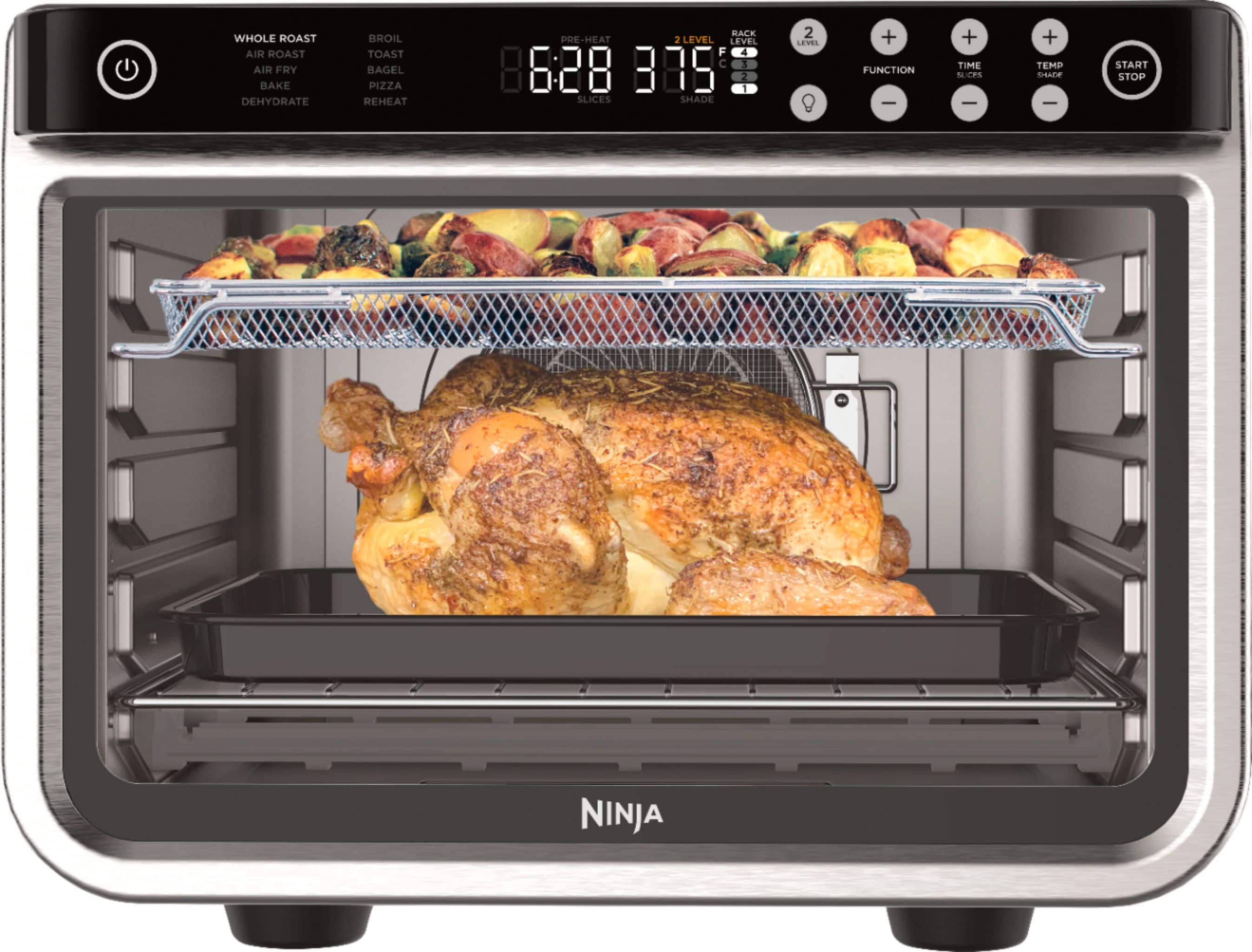 Front. Ninja - Foodi 10-in-1 XL Pro Air Fry Oven, Dehydrate, Reheat - Stainless Steel.