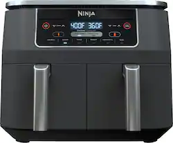 Ninja - Foodi 6-in-1 8-qt. 2-Basket Air Fryer with DualZone Technology & Air Fry, Roast, Broil, Bake, Reheat & Dehydrate - Dark Gray - Front_Zoom