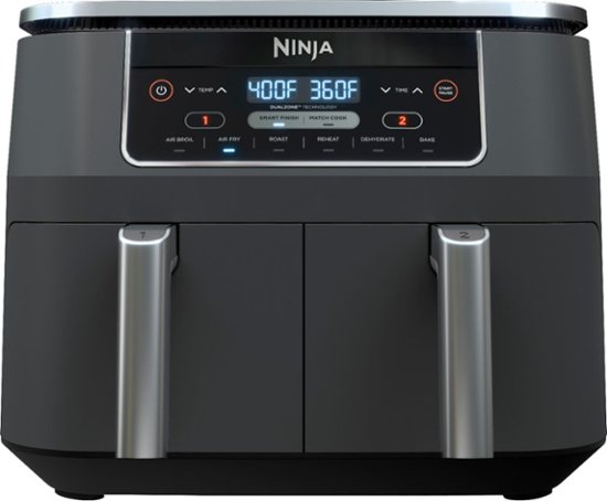 Front Zoom. Ninja - Foodi 6-in-1 8-qt. 2-Basket Air Fryer with DualZone Technology - Dark Grey.