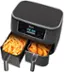 Left. Ninja - Foodi 6-in-1 8-qt. 2-Basket Air Fryer with DualZone Technology & Air Fry, Roast, Broil, Bake, Reheat & Dehydrate - Dark Gray.