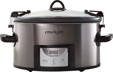 Crock-Pot - Cook & Carry Programmable 7-Quart Slow Cooker with Easy Clean - Black Stainless Steel - Front_Zoom