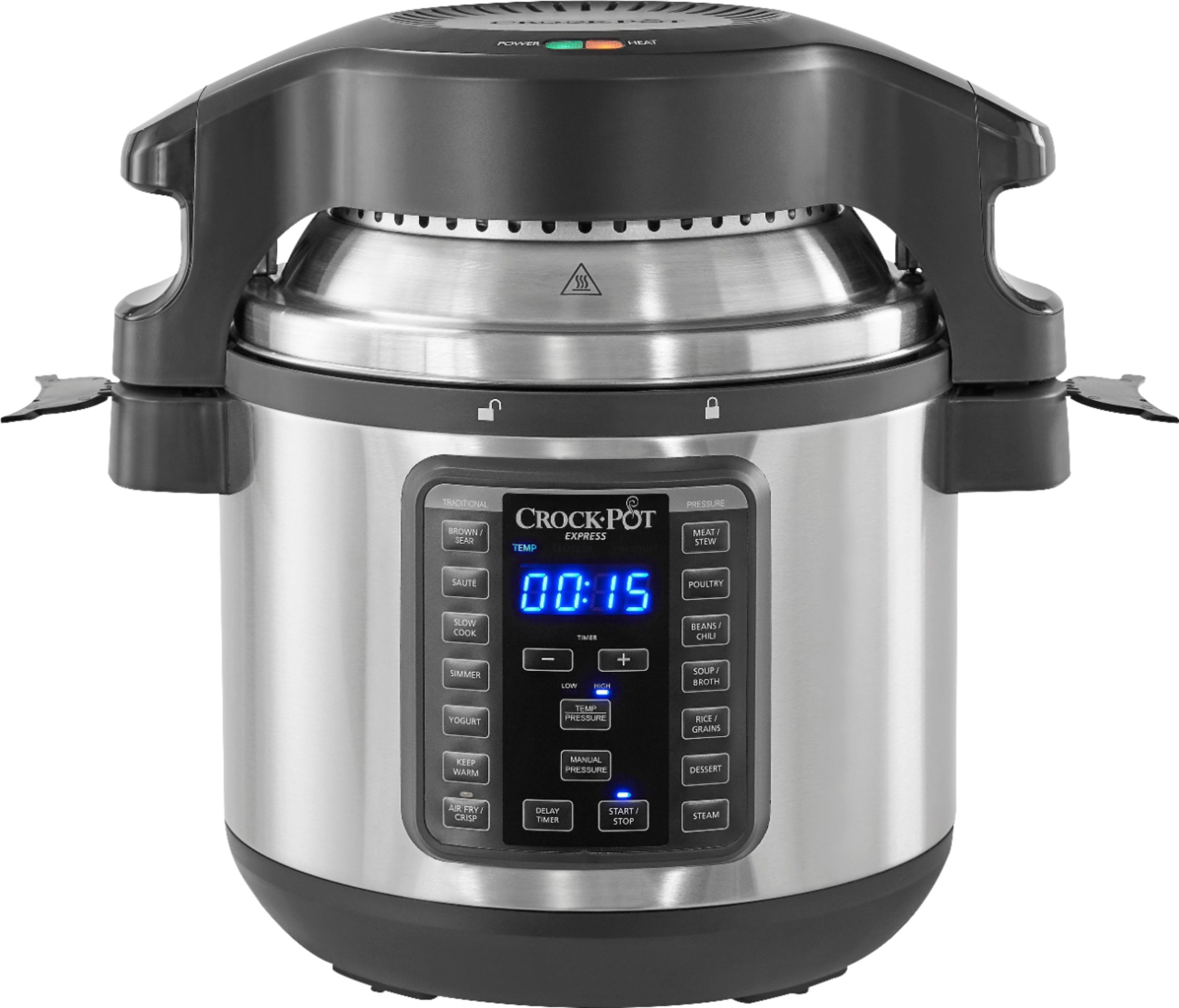 Best Buy: Crock-Pot 8-Qt. Express Crock Programmable Slow Cooker and Pressure  Cooker with Air Fryer Lid Stainless Steel 2102884